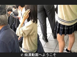 レズお姉さんも美系と認めるJKが電車内でパンツ内弄りレズ痴漢される姿